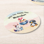 Wilde, glückliche Waldtiere Wasserfarbe Runder Pappuntersetzer (Angewinkelt)