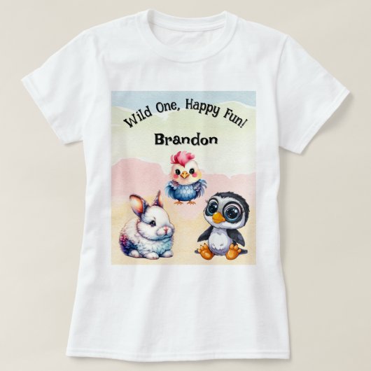 Wilde, glückliche Waldtiere Wasserfarbe T-Shirt (Design vorne)