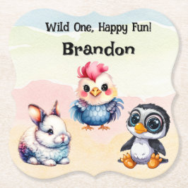 Wilde, glückliche Waldtiere Wasserfarbe Untersetzer