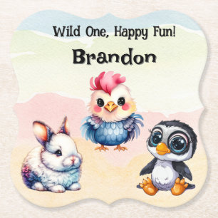 Wilde, glückliche Waldtiere Wasserfarbe Untersetzer