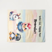 Wilde, glückliche Waldtiere Wasserfarbe Wandteppich (Vorderseite (Horizontal))