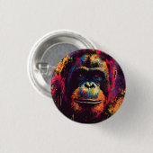Wilde Graffiti-Urban-Jungle-Gorilla Button (Vorne & Hinten)