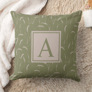 Wilde Gräser und kundenspezifische Monogramm auf S Kissen