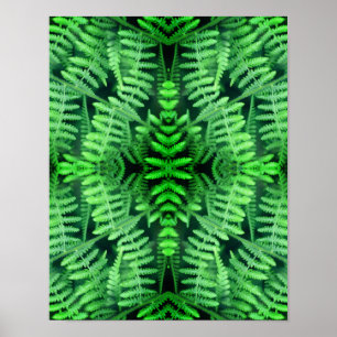 Wilde grüne Blattfarne abstrakt Poster