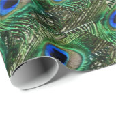 wilde grüne Pfaufedern Geschenkpapier (Rolleneckpunkt)