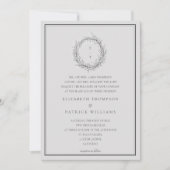 Wilde Grünpflanzen Wappen Feierliche Hochzeit Einladung (Vorderseite)