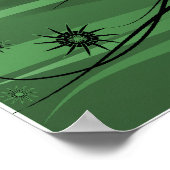 Wilde Haare Lady Profil Silhouette - Schwarz & Grü Poster (Ecke)