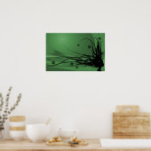 Wilde Haare Lady Profil Silhouette - Schwarz & Grü Poster (Küche)