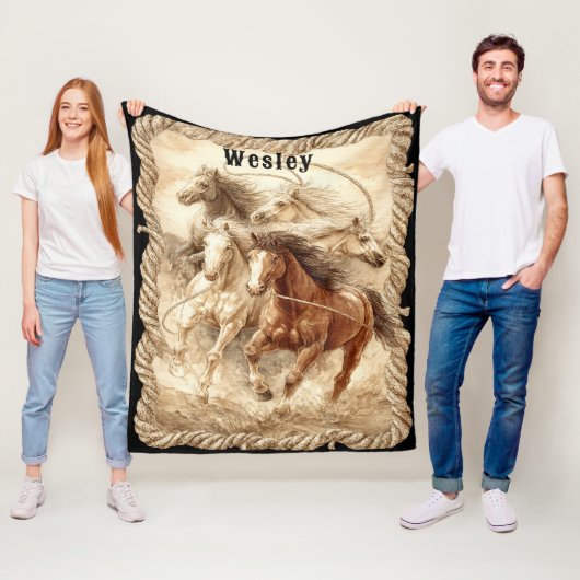 Wilde Hengste Seil Lasso Fleecedecke (Beispiel)