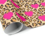 Wilde Herzen und Leopard-Druck Geschenkpapier (Rolleneckpunkt)