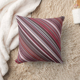 Wilde Himbeere Rot, Rosa und Burgund Streifen Kissen