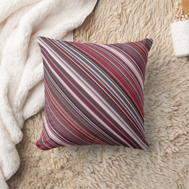 Wilde Himbeere Rot, Rosa und Burgund Streifen Kissen (Decke)