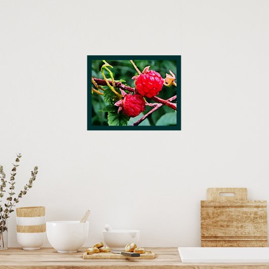Wilde Himbeeren Poster (Küche)