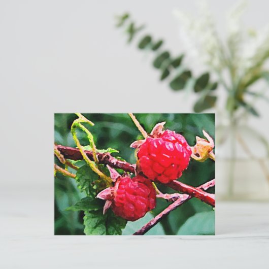 Wilde Himbeeren Postkarte (Stehend Vorderseite)
