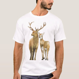 Wilde Hirsche im Winter T-Shirt