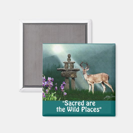 Wilde Hirsche & Inukshuk Wilderness Giftmagnete Magnet (Vorderseite/Rückseite)