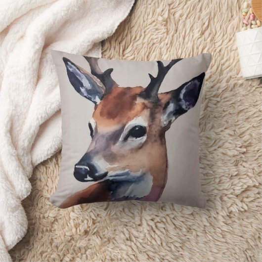 Wilde Hirsche Portrait Aquarellmalerei, Hirsche Kissen (Decke)