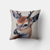 Wilde Hirsche Portrait Aquarellmalerei, Hirsche Kissen (Rückseite)