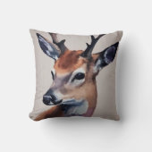 Wilde Hirsche Portrait Aquarellmalerei, Hirsche Kissen (Vorderseite)