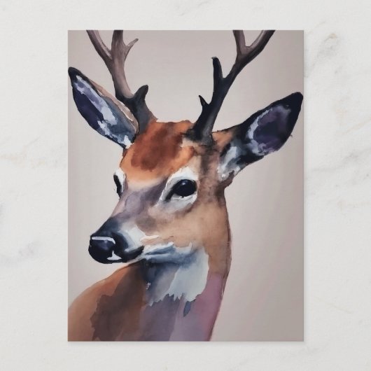 Wilde Hirsche Portrait Aquarellmalerei, Hirsche Postkarte (Vorderseite)