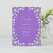 Wilde Hochzeit mit Amethystblättern Einladung (Stehend Vorderseite)