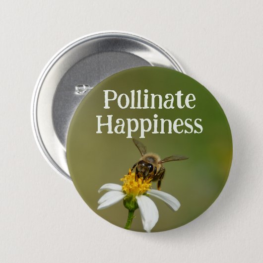 Wilde Honeybee Fotografische Bee Pollinate Glück Button (Vorne & Hinten)