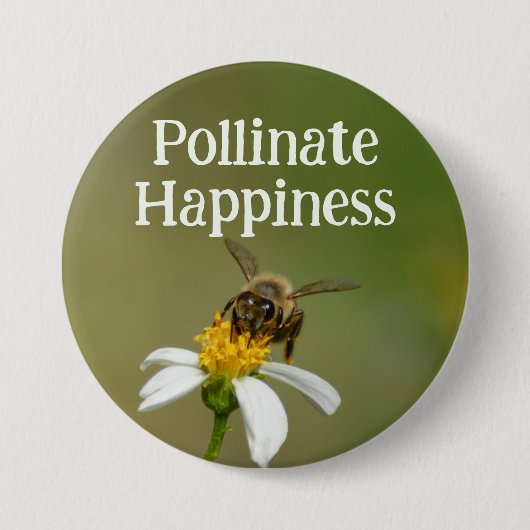 Wilde Honeybee Fotografische Bee Pollinate Glück Button (Vorderseite)