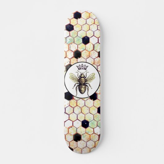 Wilde Honeycomb Queen Bee Abstrakt Hexagon Muster Skateboard (Vorne)