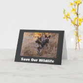 Wilde Hunde Rettete unsere Wildlife Grußkarte Karte (Gelbe Blume)