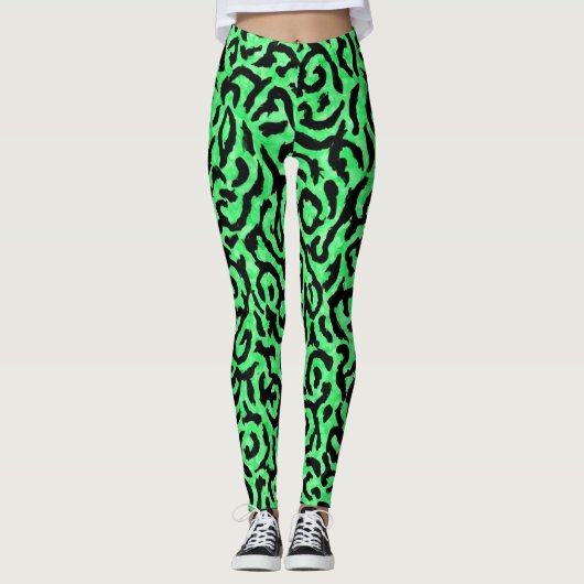 Wilde Iguana Grüne Leggings (Vorderseite)