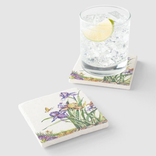 Wilde Iris Steinuntersetzer (Seitenansicht)