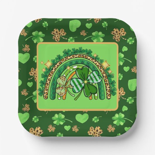 Wilde Irische Grüne Regenbögen  Pappteller (Vorderseite)