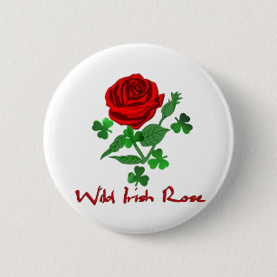Wilde irische Rose Button