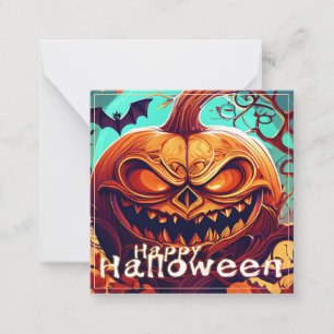 Wilde Jack-o-Lantern-Fledermaus-Halloween-Kunst Mitteilungskarte