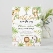 Wilde Jungle Animals Boy Baby Shower Einladung (Stehend Vorderseite)