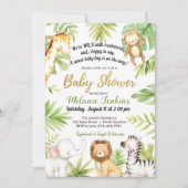 Wilde Jungle Animals Boy Baby Shower Einladung (Vorderseite)