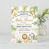 Wilde Jungle Animals Boy Baby Shower Einladung (Stehend Vorderseite)