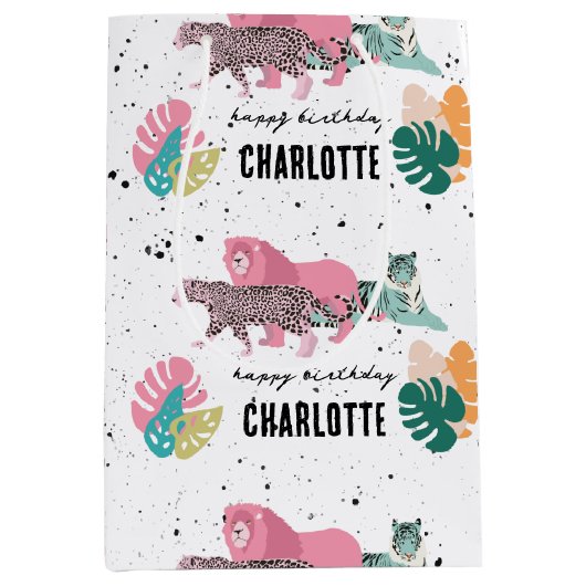 Wilde Jungle-Party-Kindergeburtstag Mittlere Geschenktüte (Vorderseite)