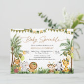 Wilde Jungle Safari Baby Sprinkle Einladung (Stehend Vorderseite)
