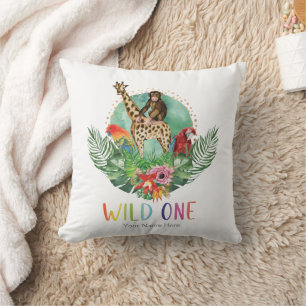 Wilde Jungle Safari Tiere Moderne Wasserfarbe T Kissen
