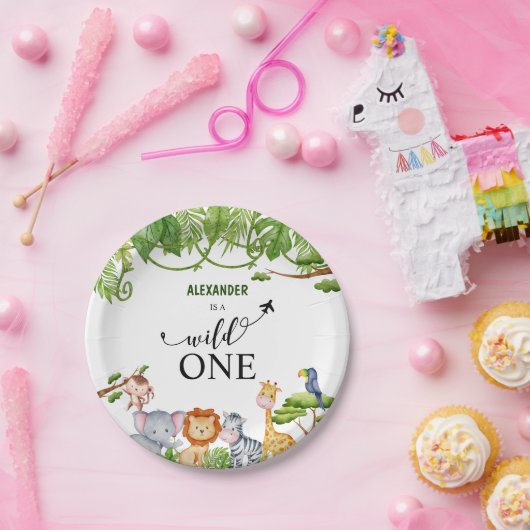 Wilde Jungle Tiere Wasserfarbe Pappteller (Party)