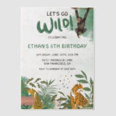 Wilde Jungle Tiere zum Geburtstag Pergament Einladungen (Vorderseite)