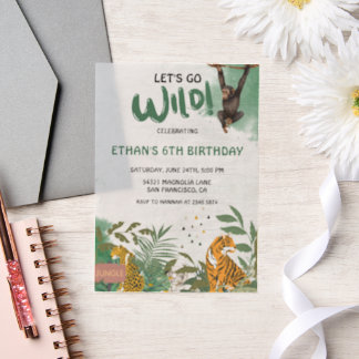 Wilde Jungle Tiere zum Geburtstag Pergament Einladungen