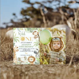 Wilde Jungtiere 1. Geburtstag Foto Einladung