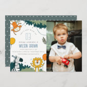 Wilde Jungtiere Kinder Foto Geburtstag Einladung (Vorne/Hinten)
