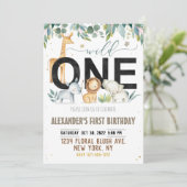 Wilde Jungtiere zum ersten Geburtstag Einladung (Stehend Vorderseite)