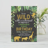 Wilde Jungtiere zum Geburtstag Einladung Jungle Sa (Stehend Vorderseite)