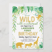 Wilde Jungtiere zum Geburtstag Einladung Jungle Sa (Vorderseite)