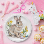 Wilde Kaninchen-Osterhasen und Osterglocken Pappteller (Party)