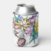 Wilde Katze, Blumenkranz, Cartoon. Dosenkühler (Kanne Vorderseite)